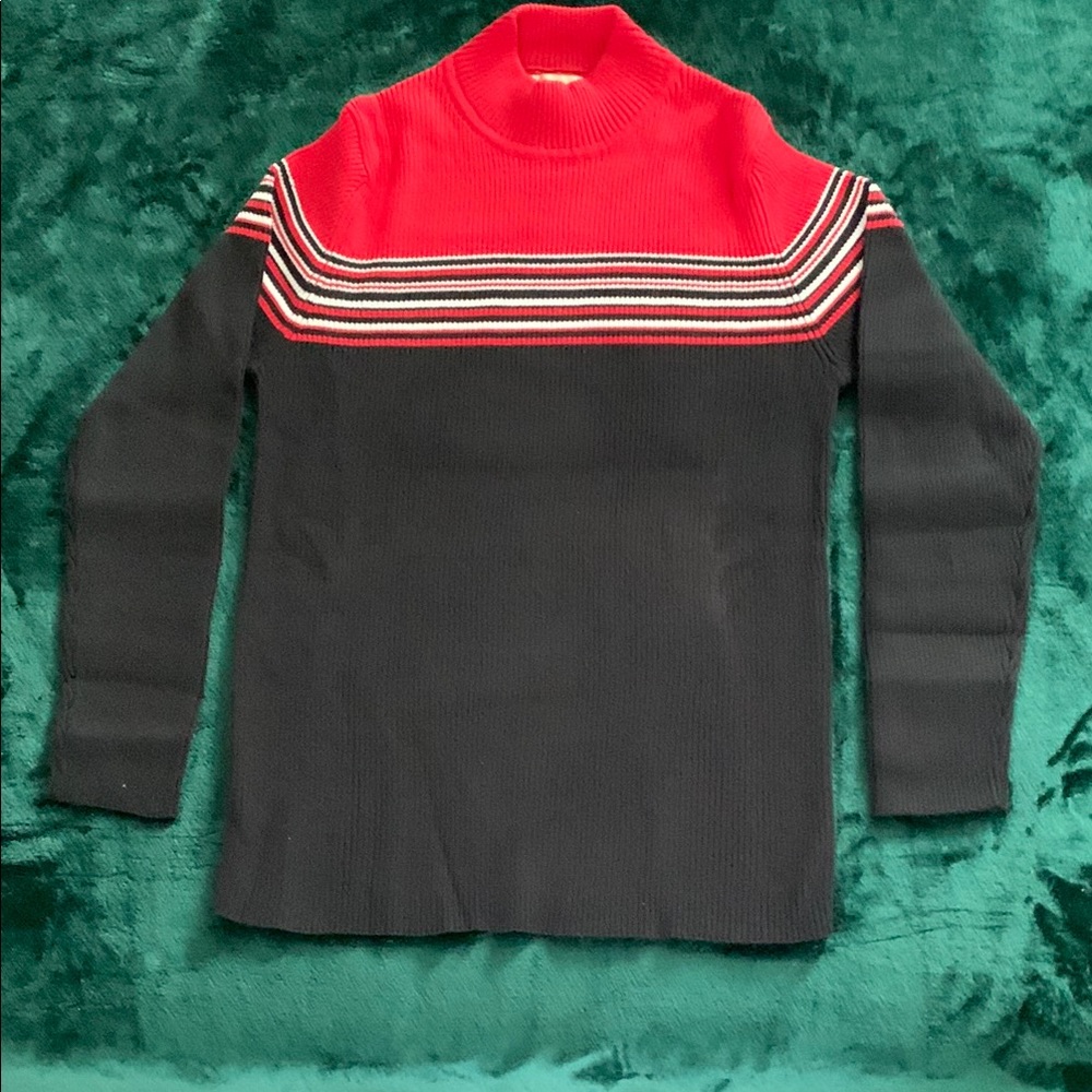 Appleseed's Red and Black ribbed skinny fit Crew Neck Sweater.